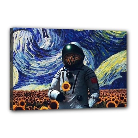 Starry Surreal Psychedelic Astronaut Space Canvas 18  X 12  (stretched) by Pakjumat