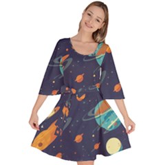 Space Galaxy Planet Universe Stars Night Fantasy Velour Kimono Dress