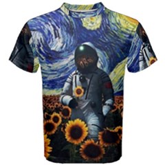 Starry Surreal Psychedelic Astronaut Space Men s Cotton T-shirt by Pakjumat