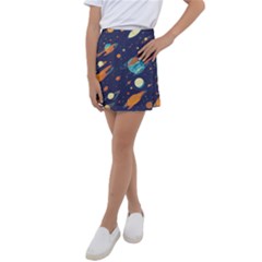 Space Galaxy Planet Universe Stars Night Fantasy Kids  Tennis Skirt by Pakjumat