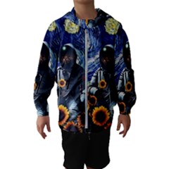 Starry Surreal Psychedelic Astronaut Space Kids  Hooded Windbreaker