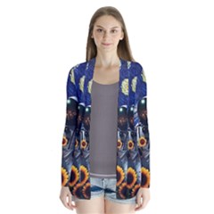 Starry Surreal Psychedelic Astronaut Space Drape Collar Cardigan by Pakjumat