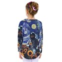 Starry Surreal Psychedelic Astronaut Space Kids  Long Sleeve T-Shirt View2