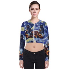 Starry Surreal Psychedelic Astronaut Space Long Sleeve Zip Up Bomber Jacket by Pakjumat