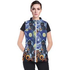 Starry Surreal Psychedelic Astronaut Space Women s Puffer Vest by Pakjumat