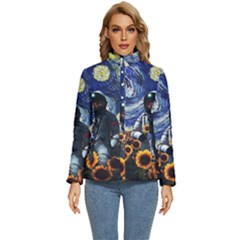 Starry Surreal Psychedelic Astronaut Space Women s Puffer Bubble Jacket Coat by Pakjumat