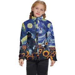 Starry Surreal Psychedelic Astronaut Space Kids  Puffer Bubble Jacket Coat by Pakjumat