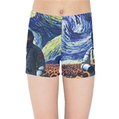 Starry Surreal Psychedelic Astronaut Space Kids  Sports Shorts by Pakjumat