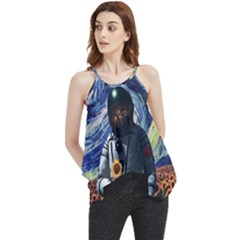 Starry Surreal Psychedelic Astronaut Space Flowy Camisole Tank Top by Pakjumat