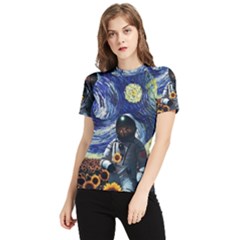 Starry Surreal Psychedelic Astronaut Space Women s Short Sleeve Rash Guard by Pakjumat