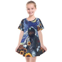 Starry Surreal Psychedelic Astronaut Space Kids  Smock Dress by Pakjumat