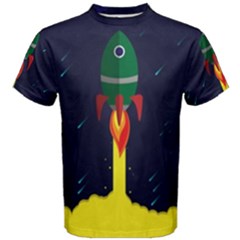 Rocket Halftone Astrology Astronaut Men s Cotton T-shirt by Pakjumat