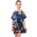 Starry Surreal Psychedelic Astronaut Space Kids  One Piece Chiffon Dress View1