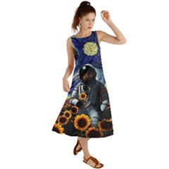 Starry Surreal Psychedelic Astronaut Space Summer Maxi Dress by Pakjumat