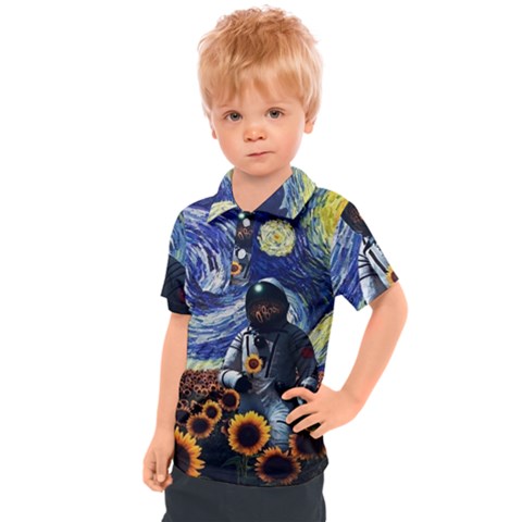 Starry Surreal Psychedelic Astronaut Space Kids  Polo T-shirt by Pakjumat