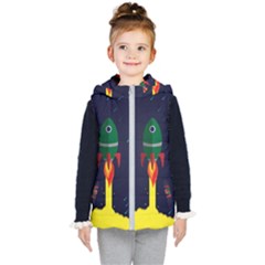 Rocket Halftone Astrology Astronaut Kids  Hooded Puffer Vest by Pakjumat