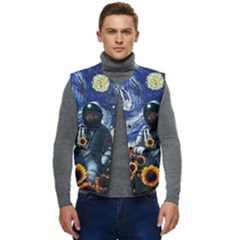 Starry Surreal Psychedelic Astronaut Space Men s Button Up Puffer Vest	 by Pakjumat