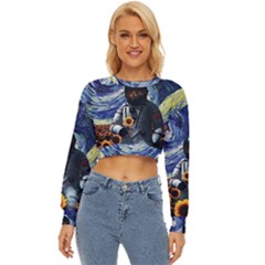 Starry Surreal Psychedelic Astronaut Space Lightweight Long Sleeve Sweatshirt by Pakjumat