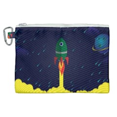 Rocket Halftone Astrology Astronaut Canvas Cosmetic Bag (xl) by Pakjumat