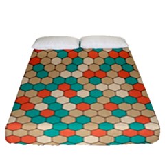 Multicolored Honeycomb Colorful Abstract Geometry Fitted Sheet (queen Size) by Pakjumat