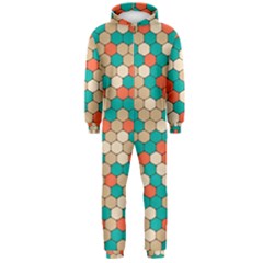 Multicolored Honeycomb Colorful Abstract Geometry Hooded Jumpsuit (men)