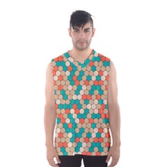 Multicolored Honeycomb Colorful Abstract Geometry Men s Basketball Tank Top by Pakjumat