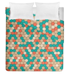 Multicolored Honeycomb Colorful Abstract Geometry Duvet Cover Double Side (queen Size) by Pakjumat