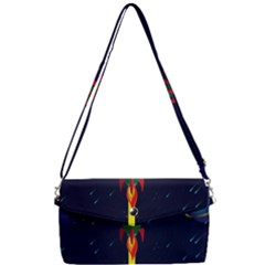 Rocket Halftone Astrology Astronaut Removable Strap Clutch Bag by Pakjumat