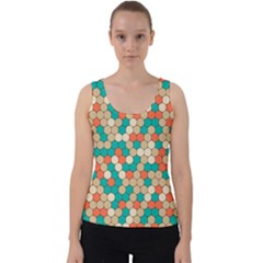 Multicolored Honeycomb Colorful Abstract Geometry Velvet Tank Top by Pakjumat