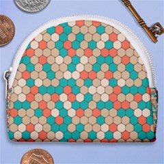 Multicolored Honeycomb Colorful Abstract Geometry Horseshoe Style Canvas Pouch by Pakjumat