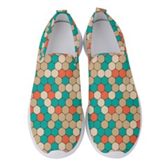 Multicolored Honeycomb Colorful Abstract Geometry Women s Slip On Sneakers by Pakjumat