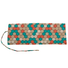 Multicolored Honeycomb Colorful Abstract Geometry Roll Up Canvas Pencil Holder (s) by Pakjumat