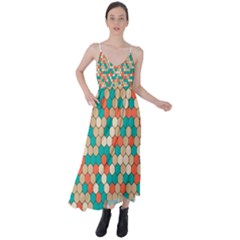 Multicolored Honeycomb Colorful Abstract Geometry Tie Back Maxi Dress by Pakjumat