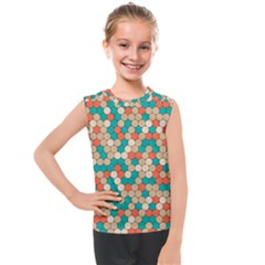 Multicolored Honeycomb Colorful Abstract Geometry Kids  Mesh Tank Top by Pakjumat