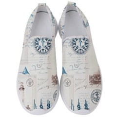 Nautical Lighthouse Vintage Postcard French Writing Men s Slip On Sneakers by Pakjumat