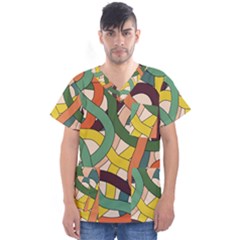 Snake Stripes Intertwined Abstract Men s V-neck Scrub Top