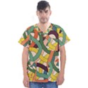 Snake Stripes Intertwined Abstract Men s V-Neck Scrub Top View1