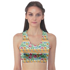 Flower Fabric Design Fitness Sports Bra by Pakjumat