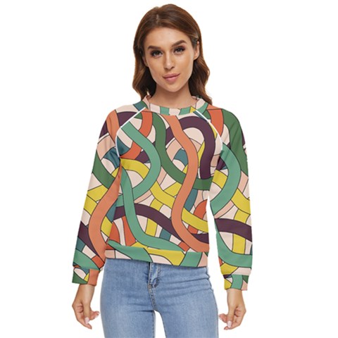 Snake Stripes Intertwined Abstract Women s Long Sleeve Raglan T-shirt by Pakjumat