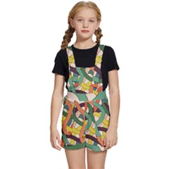 Snake Stripes Intertwined Abstract Kids  Short Overalls by Pakjumat