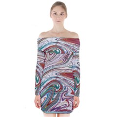 Abstract Background Ornamental Long Sleeve Off Shoulder Dress