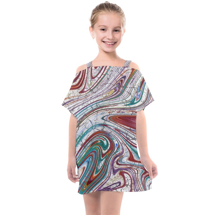 Abstract Background Ornamental Kids  One Piece Chiffon Dress