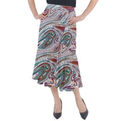 Abstract Background Ornamental Midi Mermaid Skirt by Pakjumat