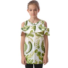 Algae Green Algae Chlorophyceae Fold Over Open Sleeve Top by Pakjumat