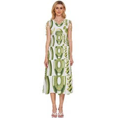 Algae Green Algae Chlorophyceae V-neck Drawstring Shoulder Sleeveless Maxi Dress by Pakjumat