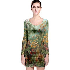 Moose Eurhynchium Haeckel Muscinae Long Sleeve Bodycon Dress by Pakjumat