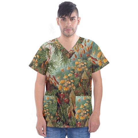 Moose Eurhynchium Haeckel Muscinae Men s V-neck Scrub Top by Pakjumat