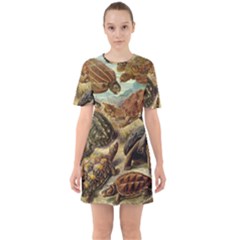 Turtles Leatherback Sea Turtle Sixties Short Sleeve Mini Dress by Pakjumat