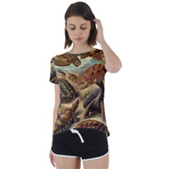 Turtles Leatherback Sea Turtle Short Sleeve Open Back T-shirt by Pakjumat