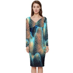 Photo Coral Great Scleractinia Long Sleeve V-neck Bodycon Dress  by Pakjumat